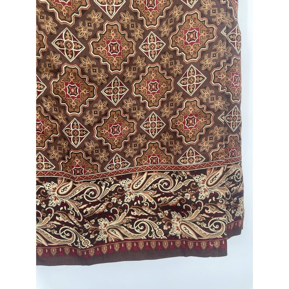 Talbots Skirt Wrap Lined Knee Length Brown Camel & Red Size 18